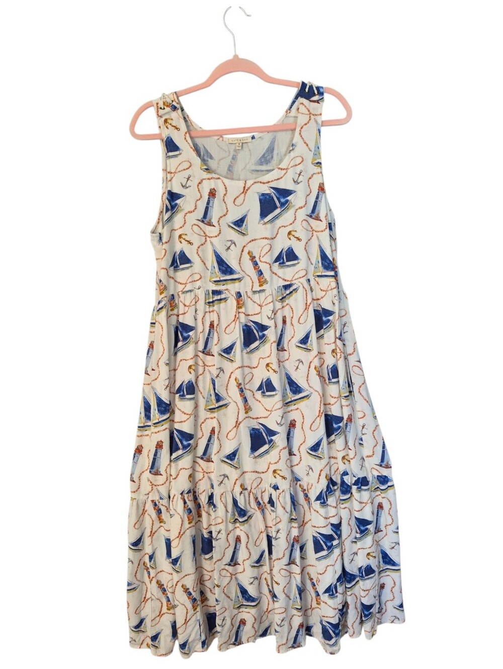 Kate & Sam Nautical Blue Sailboat Print Sundress  - M.         U14